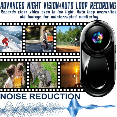 Image of Upgraded 1080P Mini Body Cameras with Audio and Video Recording, POV Camera, Thumb Size Sport Action Camera, Hand Free Camcorder for Cycling,Travel,Pet,Vlogging(64GB), Black