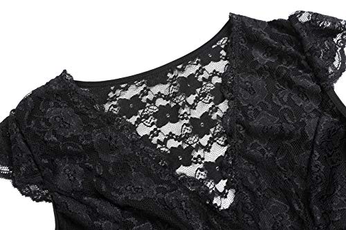 Chic Lover Women'S Plus Size Lingerie Lace Babydoll Black Chemise Set Sleepwear Xx-Large thumb #4