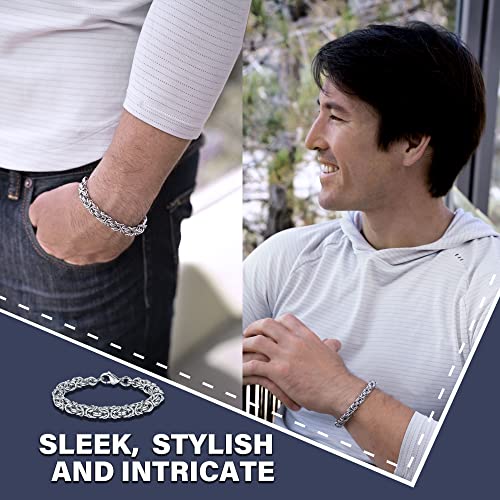 Divoti Stainless Steel Handmade Round Byzantine Chain Bracelet For Men - 9.0" #TOP2
