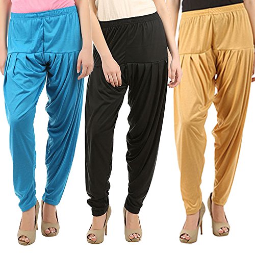 Image of Buy That Trendz Patiyala Pants for Women 3 Combo Patiyala Salwar Harem Viscose Bottoms Pants for Women