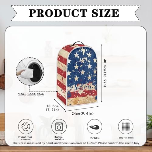 Image of Talayituse Star American Flag Print Blender Dust Cover, 4th of July Fingerprint Protection Cover for Stand Mixer or Coffee Machine, Home Kitchen Appliance Covers for Stain Dust Resistant Supplies
