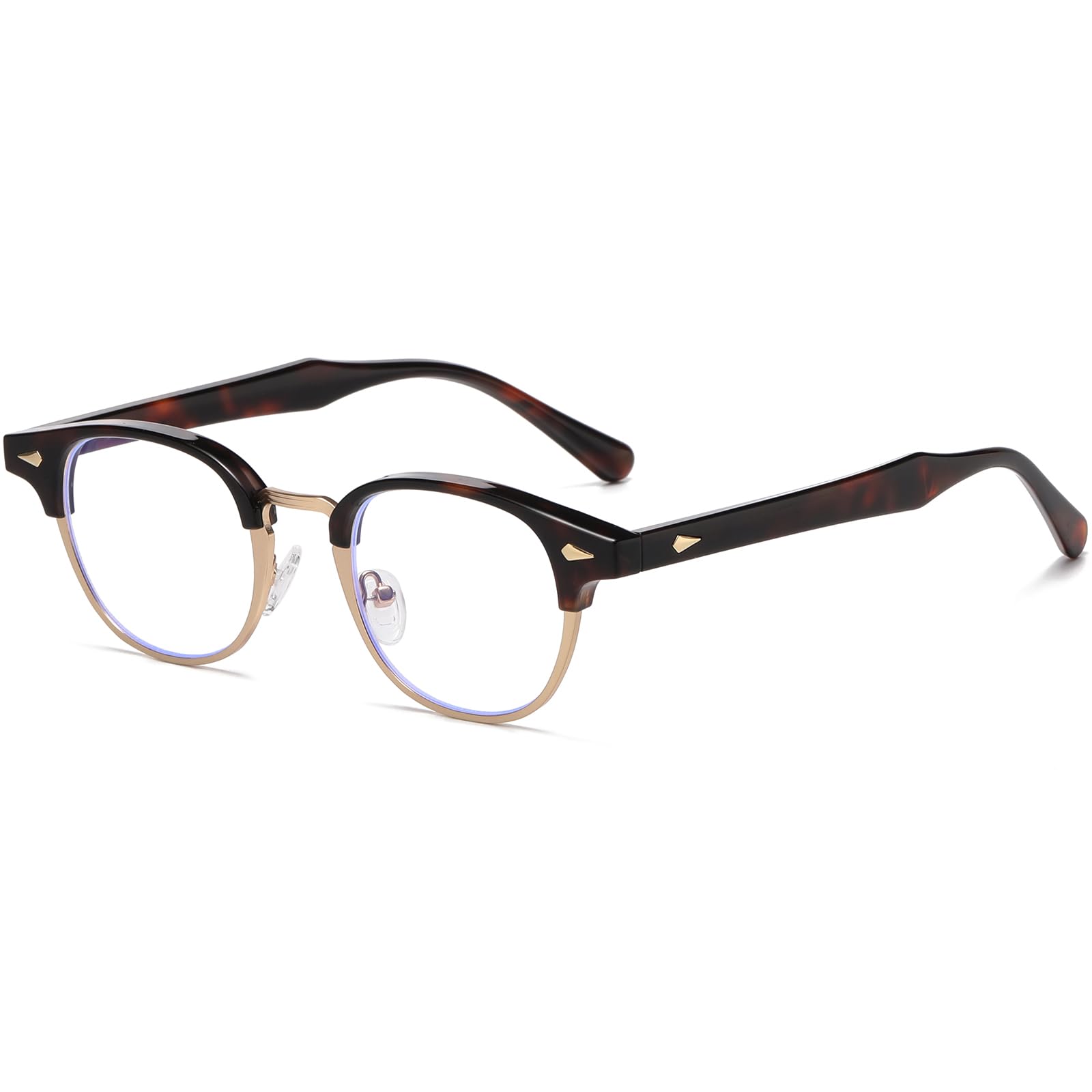 AIEYEZO Retro Blue Light Glasses for Men Women 90s Classic Semi-Rimless Eyeglasses Fashion Cumputer Gaming Glasses