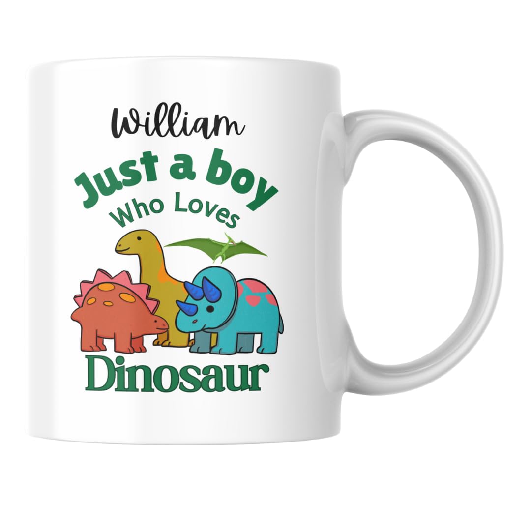 Personalised Mug for kids, Dinosaur Mug, Children Mug, Just a boy who loves Dinosaur, kids gift, Personalised gift
