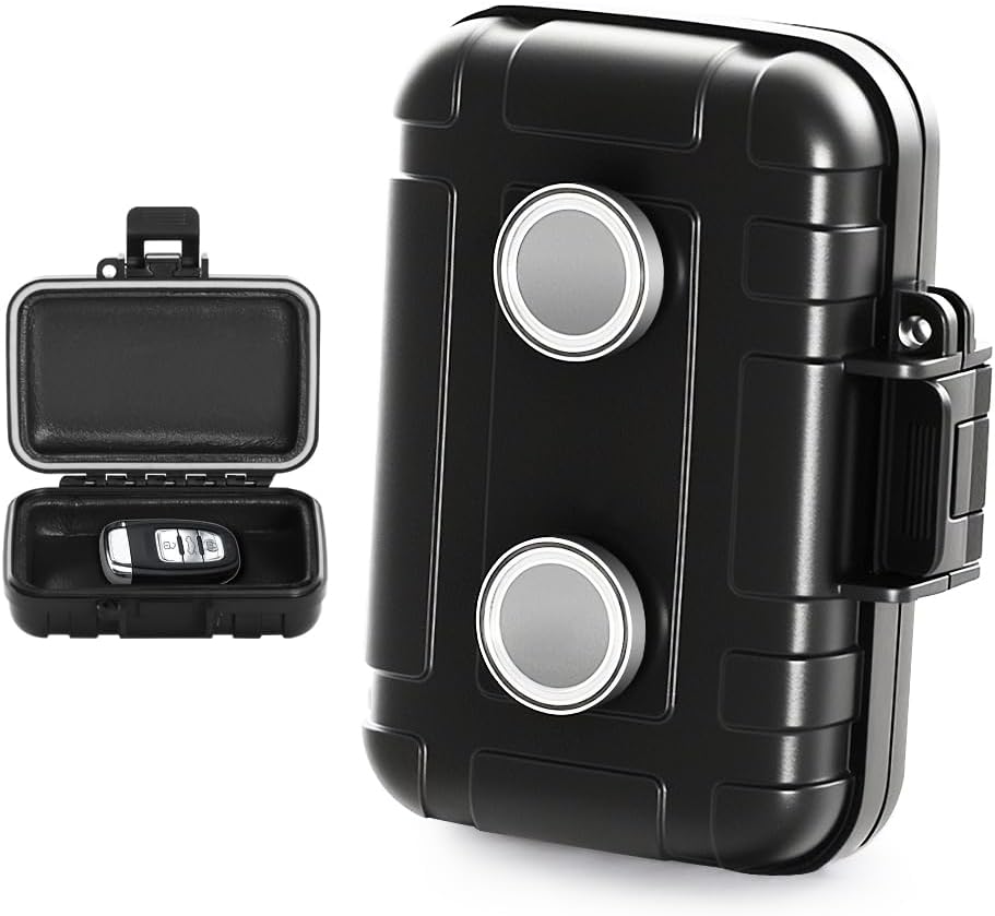 Magnetic Key Holder Under Car Waterproof Magnetic Stash Box for GPS Trackers Hide a Key Outside Magnetic key Box Under Car GPS Tracker Holder Case - Hide Your Items Anywhere