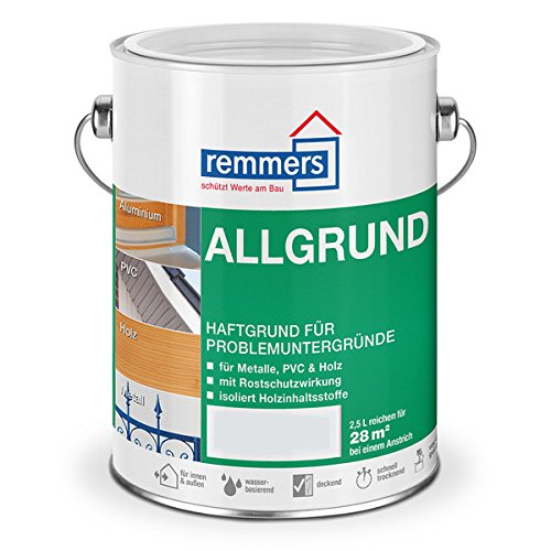 Remmers Allgrund weiß, 2,5 Liter, Haftgrund für Metall, Kunststoff, Holz, mit Rostschutz und Isoliergrund, innen und außen, Made in Germany