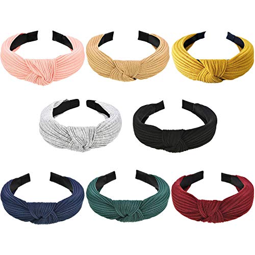 Wide Headbands Knot Turban Headband Plain Fashion Elastic Hairband Head Wrap Hair Hoops for Women and Girls (knot-8)