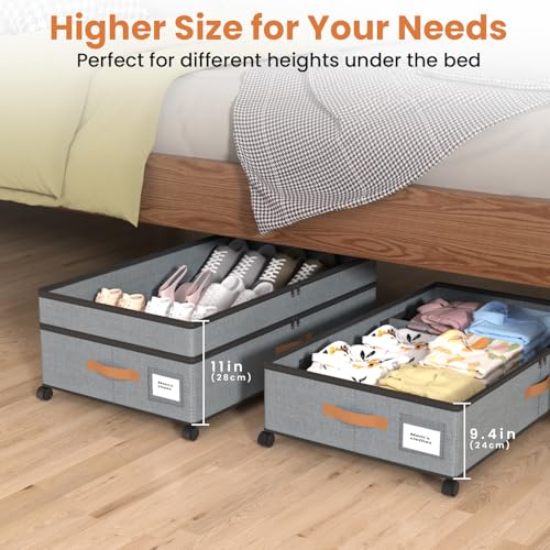 Boîtes de rangement sous lit grand format et organisateurs de placard réglables 72L - 4