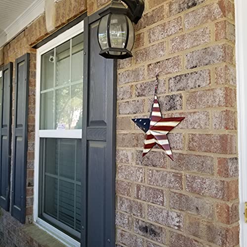 Metal-Patriotic-Barn-Star-Hanging-Wall-Decor-Set-of-2-Rustic-American-Flag-Metal-Barn-Star-Wall-Art-Decor-4th-of-July-Decoration-Indoor-Outdoor-Star-Decor Metal Patriotic Barn Star Hanging Wall Decor Set of 2 Rustic American Flag Metal Barn Star Wall Art Decor 4th of July Decoration Indoor Outdoor Star Decor