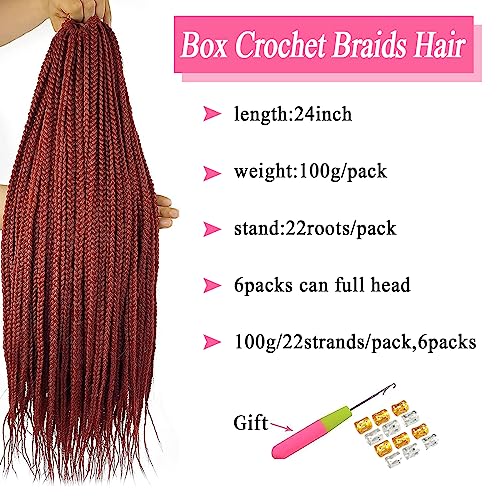 TAOYEMY Box Braids Crochet Hair Extensions 24 Inch 6 Packs, 22 Strands/Pack, Synthetic Braiding Hair for Women & Girls (350#, 24 inch) - Image 3