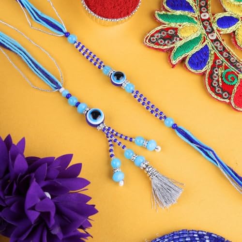 Image of Traditional Rakhi For Bhai- Bhabhi For Raksha Bandhan| Handcrafted Thread Bracelet For Brother| Indian Designer Rakhi for Bhaiya & Bhabhi Combo