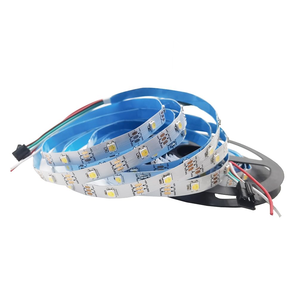 SK6812 WWA - Tira de luces LED (5 m, 5 V, 30, 60, 144 LEDs/M, programable, WS2812B, blanco cálido, blanco y ámbar, 5 m, 30 ledes por metro)