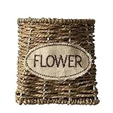 2. hecho a mano XINXI-YW Conveniente Cubierta Hecha a Mano de Paja Trenzada Cesta de la Flor Tejido a Mano la decoración del hogar artesanía Cesta del almacenaje de Flores del plantador Decorativo