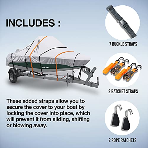 Mockins Trailerable Boat Cover 20-23 Ft X 100" | 150D Polyester Oxford Boat Covers Fit V-Hull, Tri-Hull, Fishing, Runabout, Bass Boat Cover | Uv & Water Resistant - Protects Boat From All Elements #TOP1