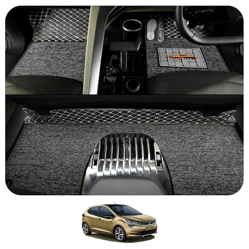 Image of CONTINENTAL [Butterfly 7D Altroz Car Mats] Luxury 7D Car Floor Mats for Altroz (2020-2026) || Scratchproof & Waterproof 7D Car Mats || Color - Black & Silver