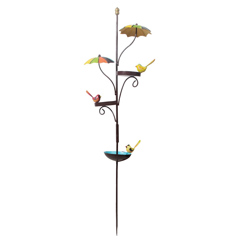 Wonderland Umbrella Bird Feeder Stake, Stick | Metal | Height 40 Inches | to be Inserted in Soil of Garden or Planter | Bird Feeder and Bird Bath for Garden Decor, Balcony Decoration