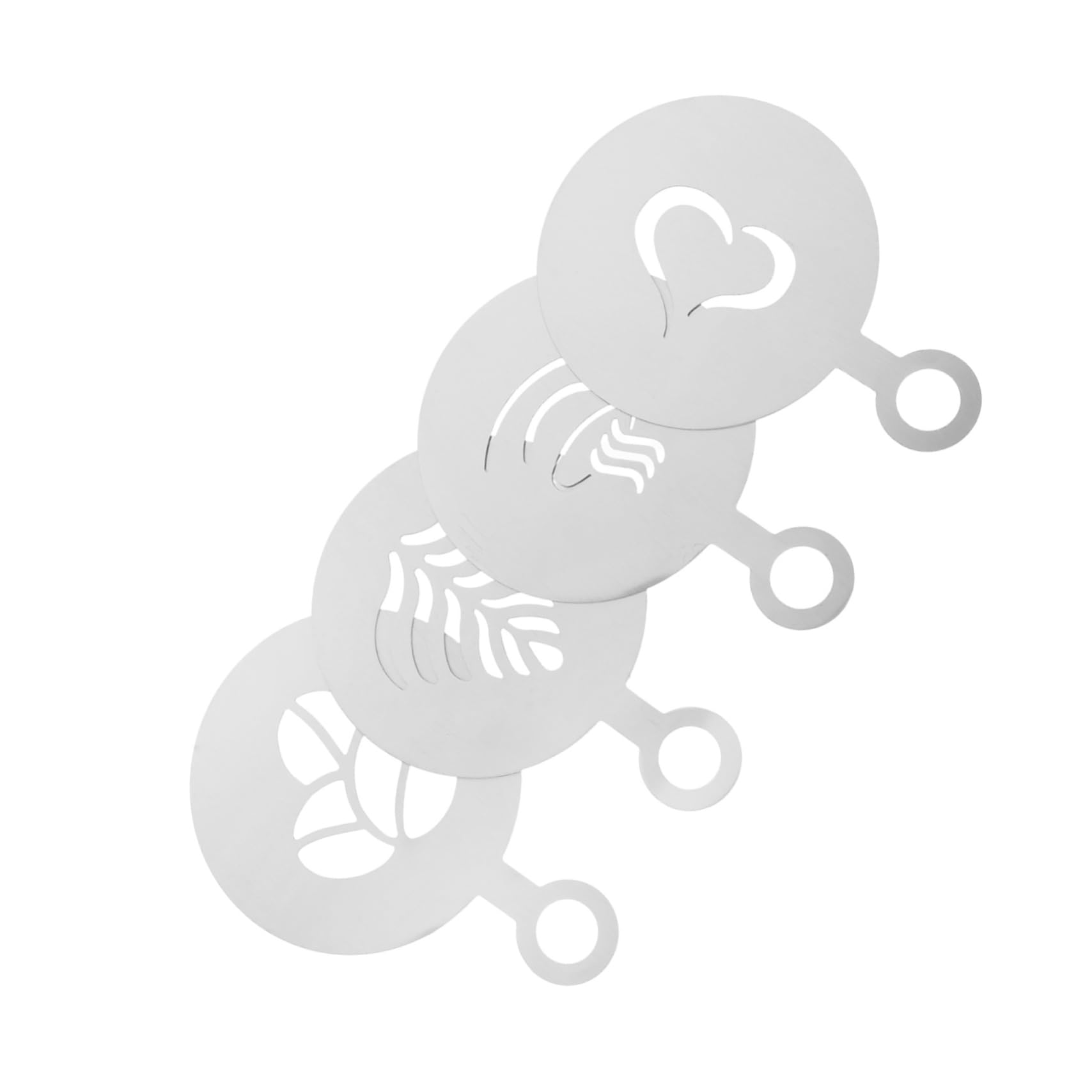 Cabilock 4Pcs Stainless Stencils for Latte Art Cupcake Cookie Decoration Versatile Templates for Home Cafe Use Enhance Beverage Presentation with Intricate Designs