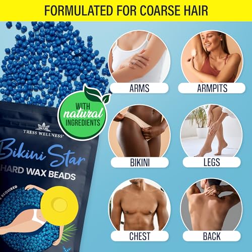 Image of Tress Wellness Wax Beads - Safe for Skin - Dermatologically Tested - At-Home Kit for Bikini, Brazilian & Full Body - Bikini Star 2 x 1.2lb, 2 pack