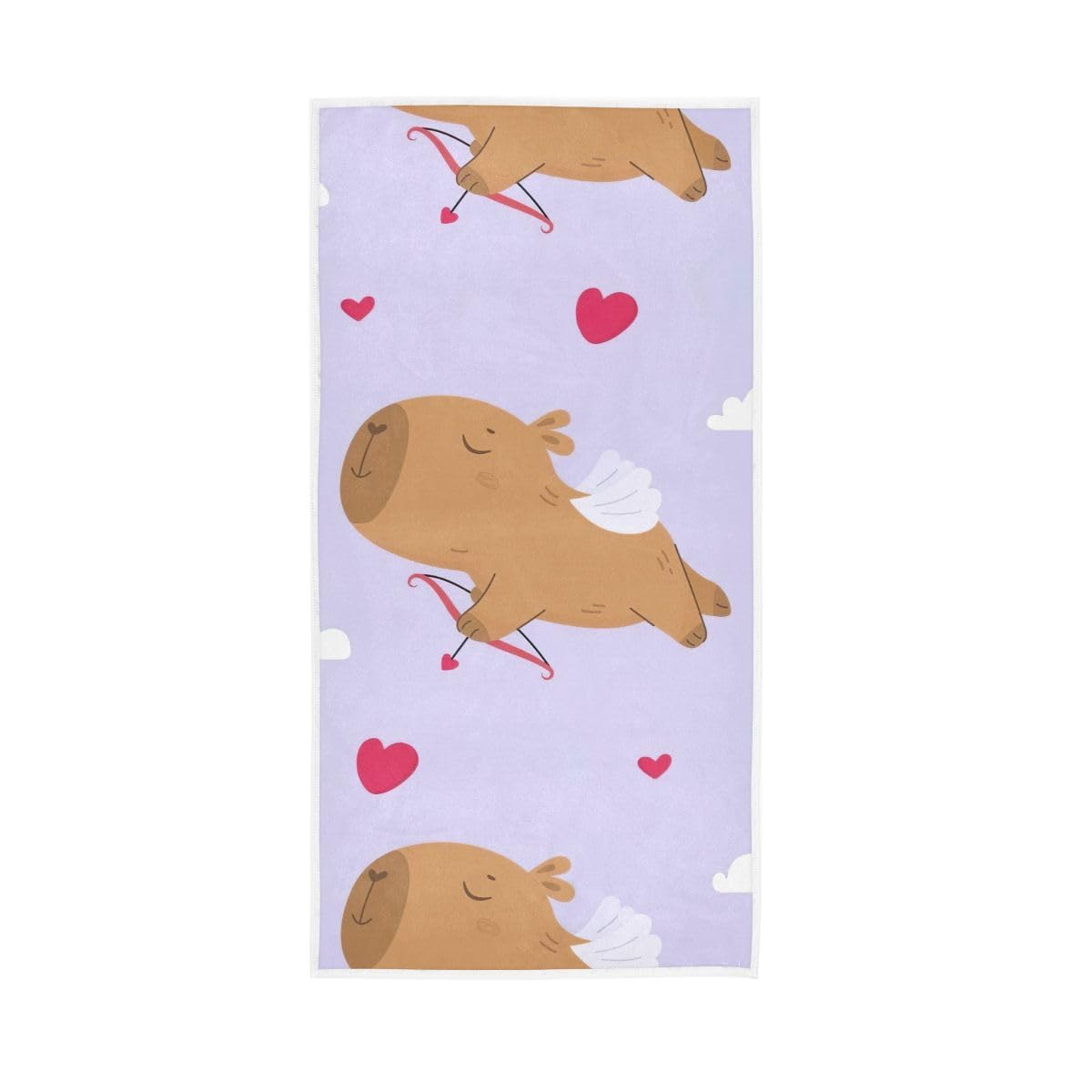 LSRCPD Cute Funny Cupid Capybara Hand Towel Cotton Absorbent Soft Decorative Towel for Bathroom 15 x 30 Inch