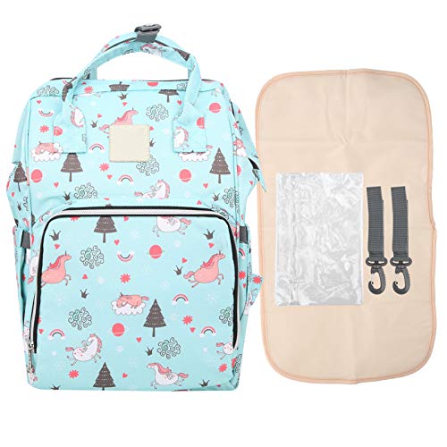 Mochila de la bolsa de pañales, mochila ligera del bebé de la mamá, tela duradera impermeable para comer de compras(Green Pegasus)