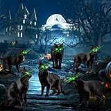 6 Pcs Black Cat Halloween Decorations Plastic Yard Signs with Double-sided Printing,Halloween Decorations Outdoor, Scary Silhouette with Glow in Dark Eyes for Outdoor Yard Lawn Garden Decor