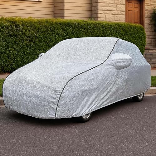 Image of Sulfar 100% Waterproof Car Body Cover Compatible with Mirror for Chevrolet Forester (Triple Stitched, Full Bottom Elastic, Magic Silver with Black Piping)