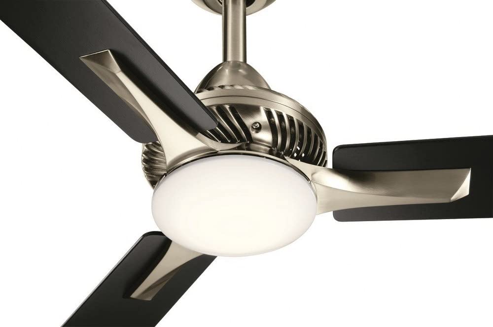 Kichler Kosmus 52" Ceiling Fan With LED Light & Remote - Satin Black, 3 Blades, Frosted White Glass - View #4