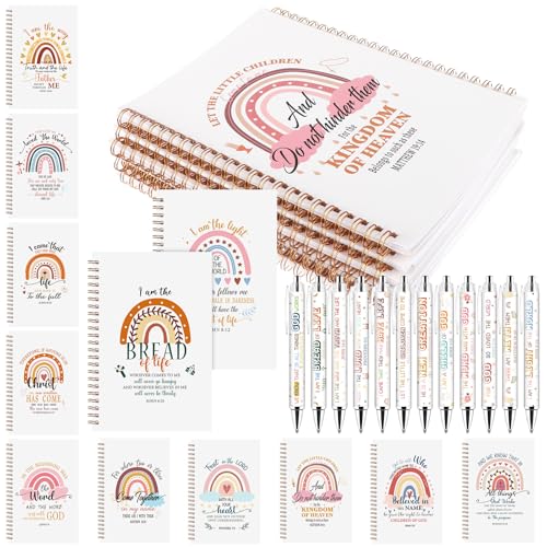 Cadeaux religieux inspirants : 12 sets de journaux bibliques et stylos pour l'église
