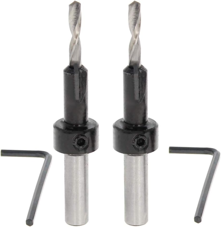 Utoolmart Countersink Drill Bit for Wood 3.2x8mm Adjustable Plated Reamer 90 Degree Center HSS with Hex Wrench for Punch Tool Woodworking Carpentry DIY 2pcs