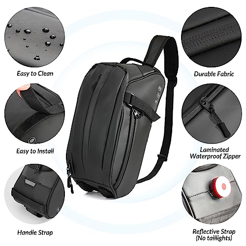 Image of WOTOW Reflective Rear Rack Bag, Water Resistant Bike Saddle Bag Panniers for Bicycles Ebike, 8L Trunk Storage Bag, Cycling Back Seat Cargo Carrier Pouch With Shoulder Strap (With Rain Cover)