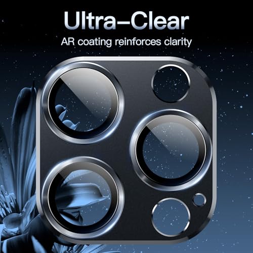 Image of JETech Camera Lens Protector for iPhone 14 Pro 6.1-Inch and iPhone 14 Pro Max 6.7-Inch, Full Coverage 9H Tempered Glass Ring Cover, Matte Metal Plate, Case Friendly, 1-Pack (Space Black)