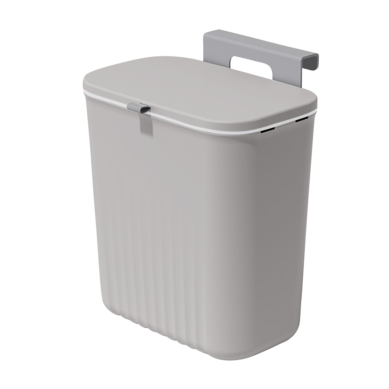 Accmuzzy Pattumiera da Cucina, 9 L Cestino per Rifiuti, Pattumiera Sospesa con Coperchio per Bagno/Camera da Letto, Pattumiera per Camper, Contenitore per Compost da Cucina (Grigio)