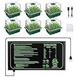6-Pack Seed Starter Trays with 10"x20.75" Seedling Heat Mat for Indoor Home Gardening Seed Starting, 72-Cell Seed Starter Kit with Humidity Dome(12 Cells per Tray), MET Certified