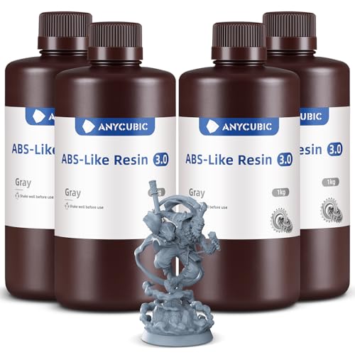 Image of ANYCUBIC ABS-Like Resin 3.0, 3D Printer Resin with Enhanced Strength and Toughness, High Precision and Minimal Shrinkage, Wide Compatibility for All LCD Resin 3D Printers (Grey, 4kg)