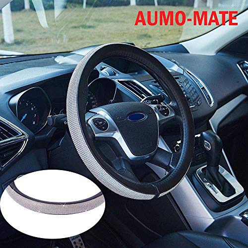 Yorten Capa de volante de carro de cristal brilhante novo em couro macio com lindos strass acessório