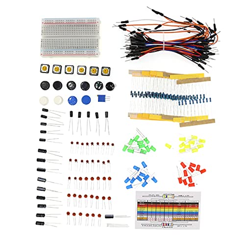 Romacci Kit de caixa de seleção de componentes eletrônicos DIY com placa de ensaio Capacitores Resis