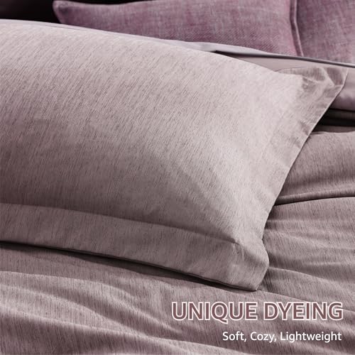 Monbix Queen Comforter Set - 7 Pieces Cationic Dyeing Lilac Bed in a Bag Queen Bedding Sets with Comforter, Sheets, Pillowcases & Shams, Reversible Bedding Comforters Sets