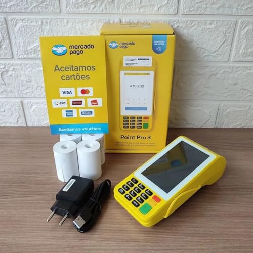 Point Pro 3 Mercado Pago Imprime o Comprovante Maquininha Cartao 4g C/Tela Touch - Chip Vivo (Nova versão cor Amarela)