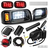 12V Deluxe Golf Cart Light Kit for Club Car DS 1993-UP, Street Legal Club Car Headlight Taillight Kit with Turn Signal Switch Horn Wiring Harness Hazard Switch Brake Pad