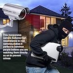 Dummy-Security-Camera-Fitnate-4-Packs-Fake-Security-Camera-CCTV-Surveillance-System-with-LED-Red-Flashing-Light-for-Both-Indoor-Outdoor-Use-Security-Camera-Warning-Stickers-4-Sliver