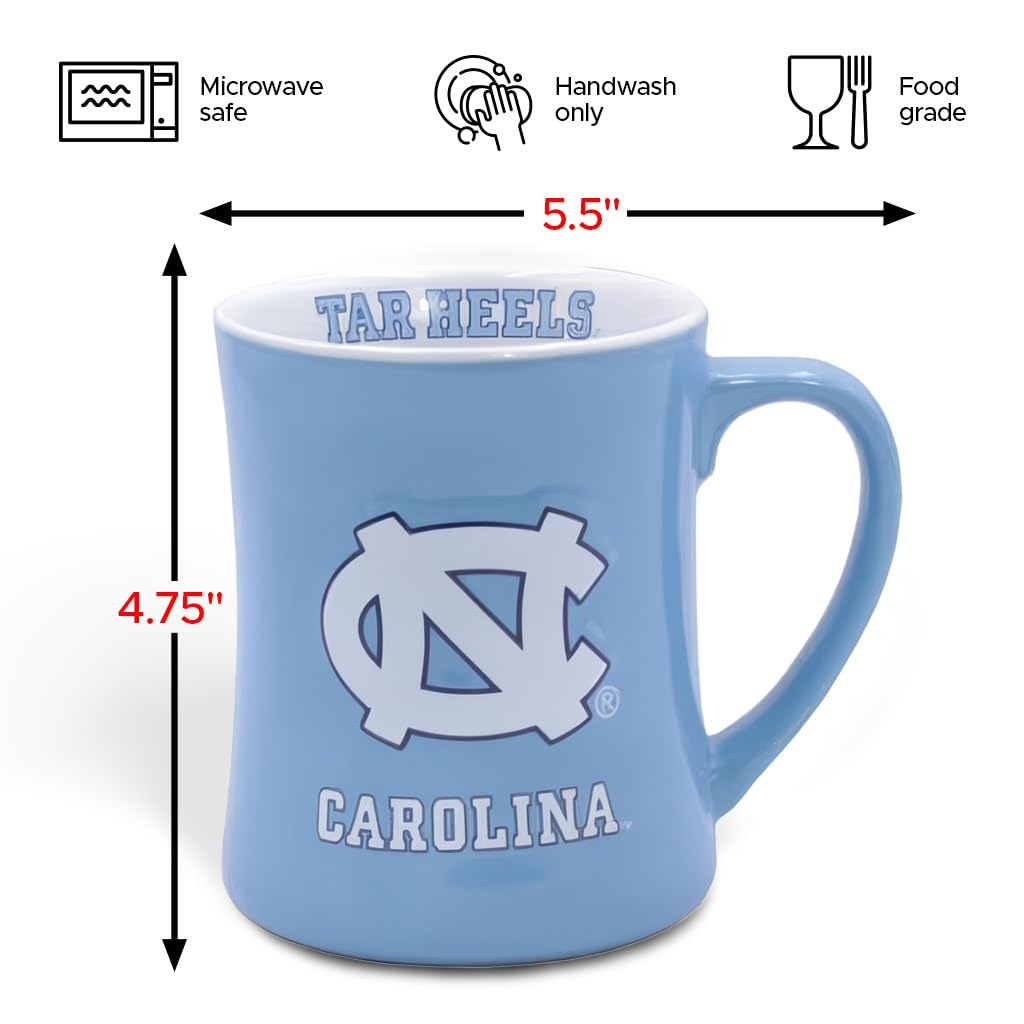Amazon.com: RFSJ INC. North Carolina Tar Heels Ceramic 16oz Relief Mug   Officially Licensed 3D Logo Coffee Cup  Blue  Handwash Recommended :  Sports & Outdoors