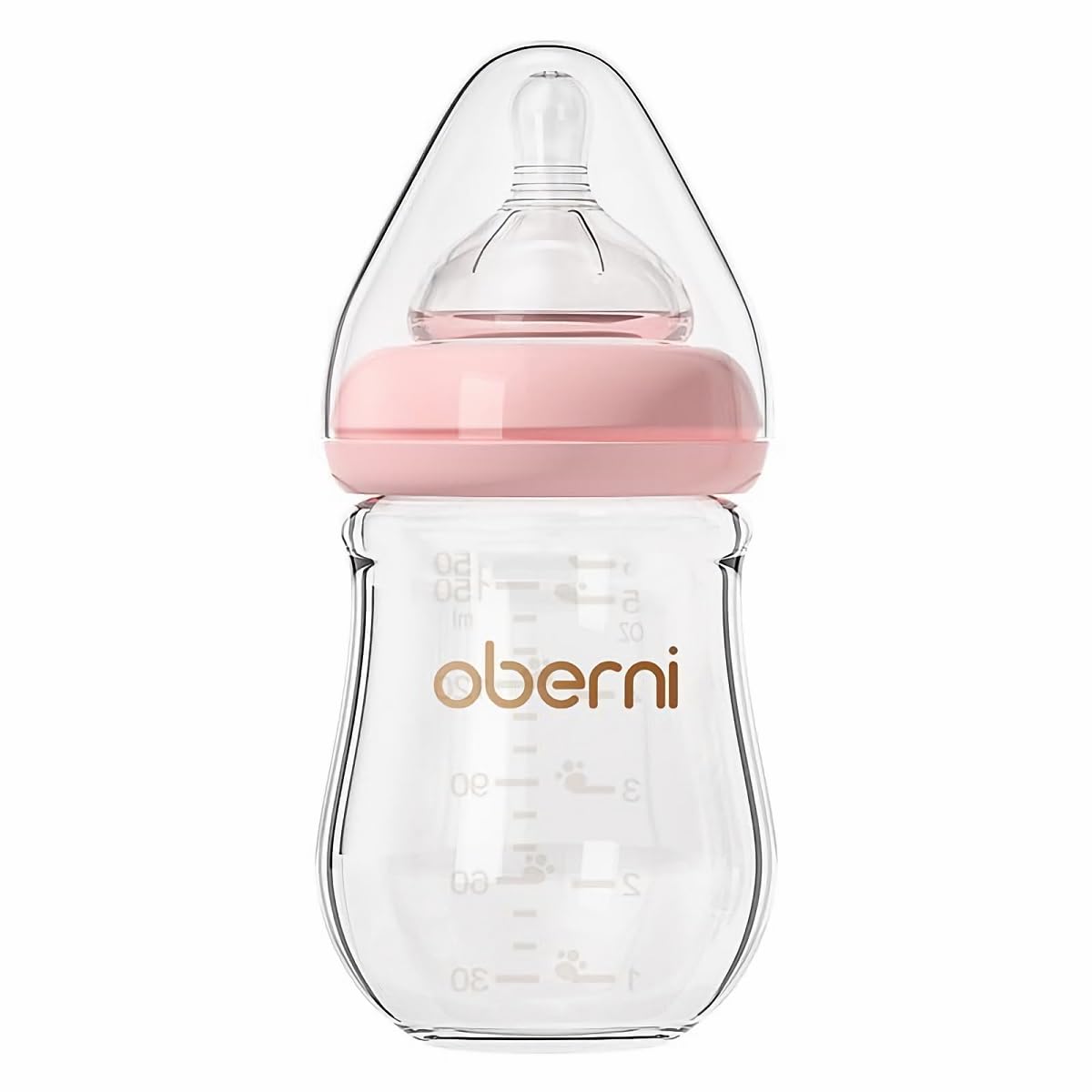 Oberni Glass Baby Bottles,Anti Colic Breastfeeding Bottle with Natural Response Nipple Size S,Wide Neck Slow Flow Baby Bottle for Baby,Newborn,Preemie