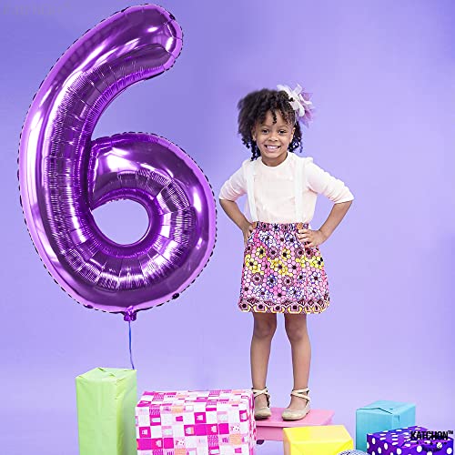 Image of KatchOn Giant Purple 6 Balloon - 40 Inch | Balloon With Number 6