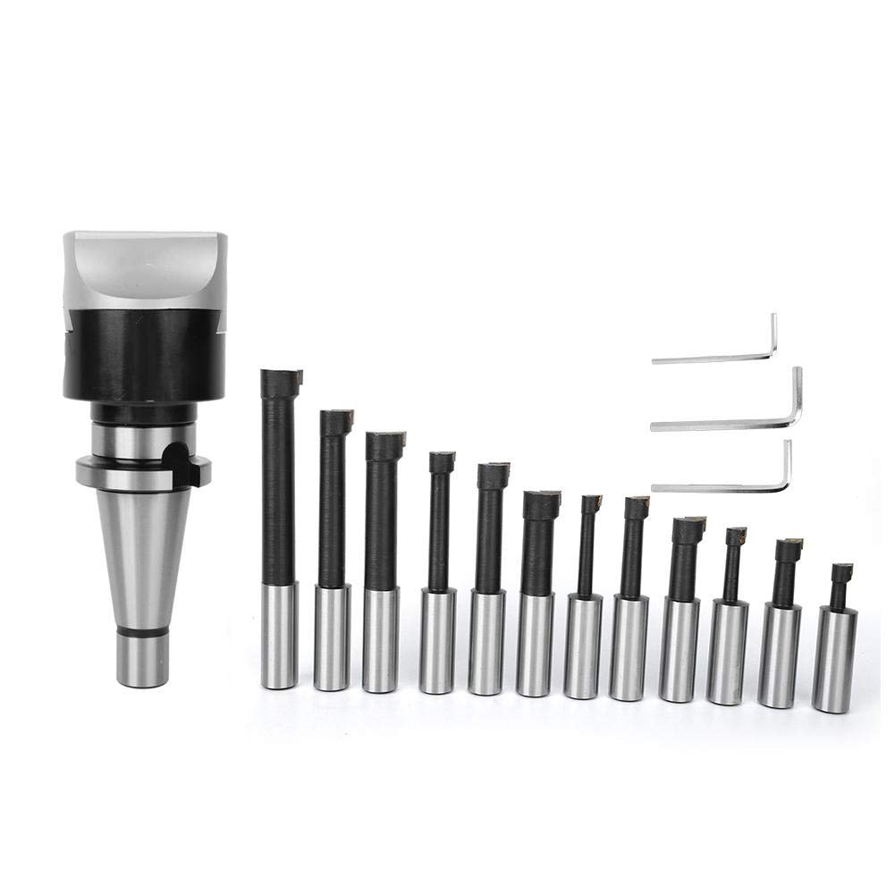 Hohe Härte 12 Stück Ausgezeichnete Härte CNC-Fräswerkzeug-Kit-Set, Bohrstange, Zähigkeitsbohrmaschine Bohrkopf CNC-Fräsmaschine für das CNC-Fräsen(NT40-F1-18-12PCS)