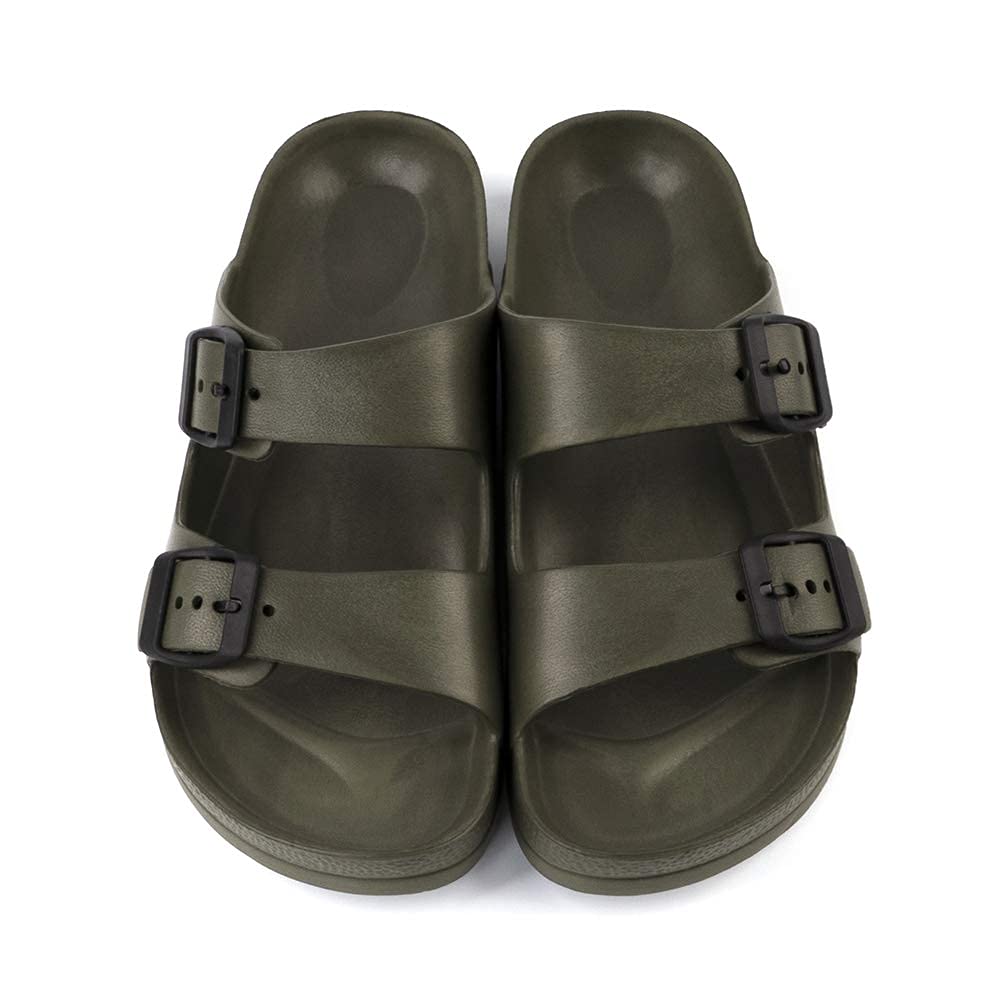 Luffymomo Adjustable Slip on Eva Double Buckle Slides Comfort Footbed Thong Sandals for Womens