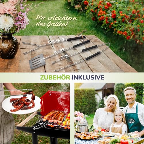 Five-Star Grill&Chill Holzkohlegrill GC0010 - Gartengrill, Chromrost, 50 cm × 26,5 cm, zwei Transporträder,IDO pathogens