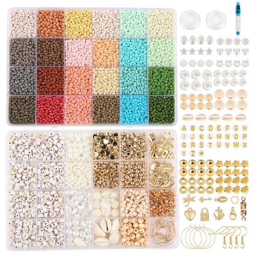 Kit para Hacer Pulseras con 24 Colores de Abalorios para Hacer Pulseras 3mm,...