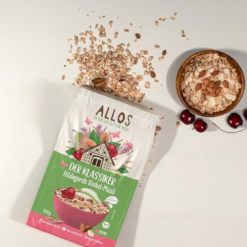 Allos Der Klassiker Hildegards Dinkel Müsli | Müsli ohne Zucker | Bio Müsli | Früchte Müsli | Haferflocken | Frühstückscerealien | vegan | 5er Pack (5 x 500g)
