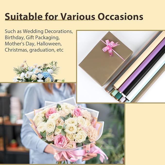Image of Zarwani - 10 Sheets Korean Style Waterproof Yellow Bouquet Wrapping Paper (58cm x 58cm, 60 Microns) | Golden Border Design, Giftwrap for Flowers & DIY Gift Wrapping Paper (10, Gold Border Yellow)