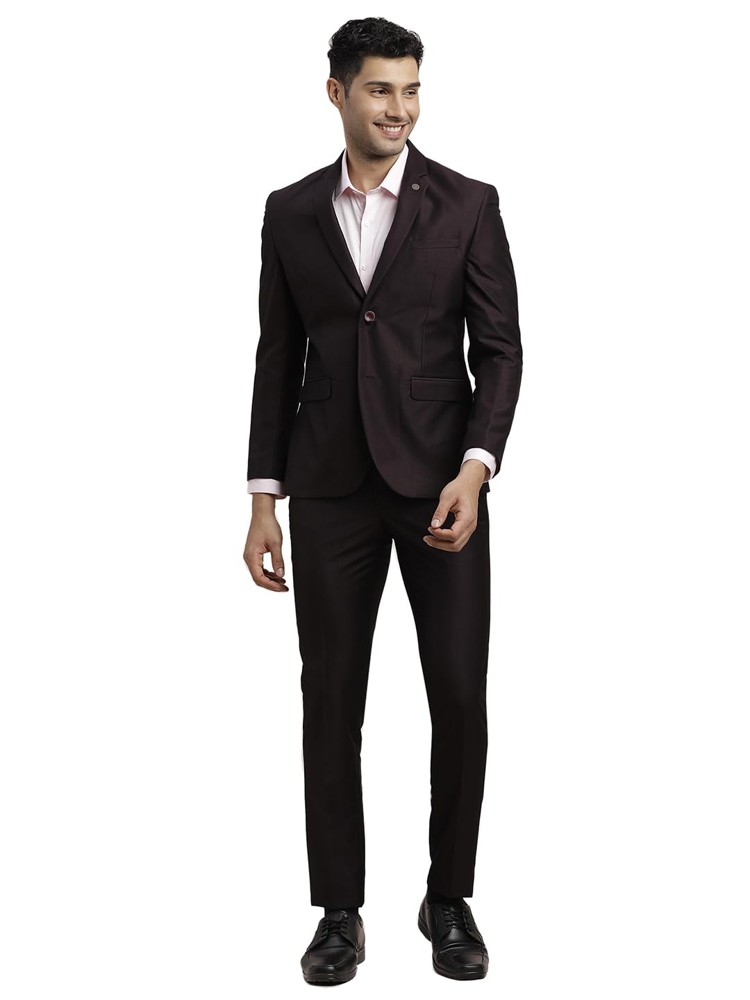 turtle Men Poly-Viscose Dobby Print Full Sleeve Two Piece Brown Formal Suit-picture-27