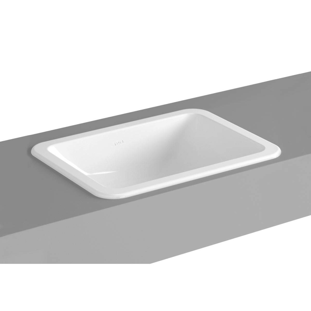VitraS20 White 50x37cm No Tap Hole S20 Countertop Basin Square